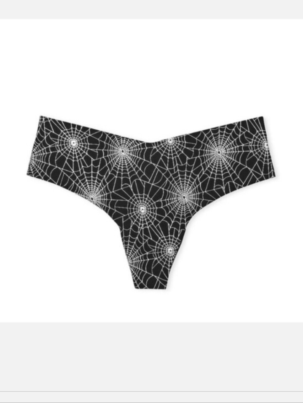 Victoria's secret pink HALLOWEEN no show thong panty XSMALL SPIDER WEB BLACK